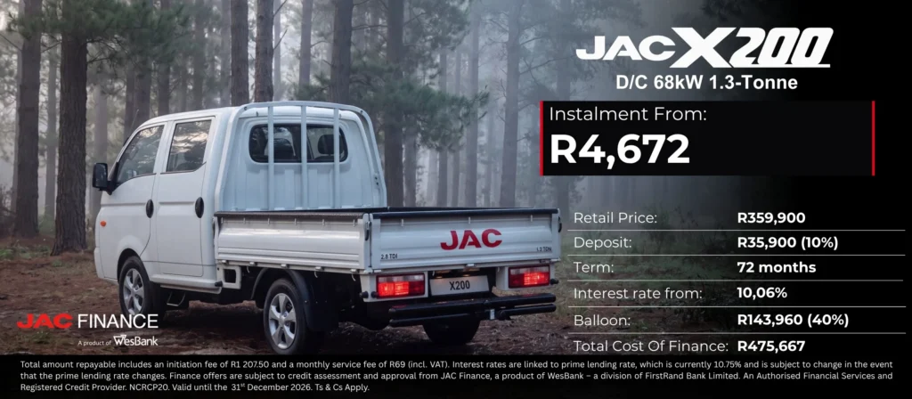 JAC X200 68kW 1.3-tonne D/C